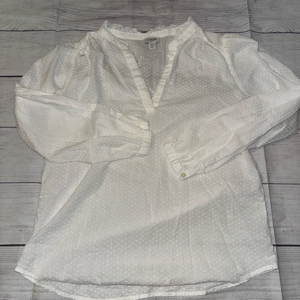 Women's Jcrew Swiss Dot Long Sleeve Blouse